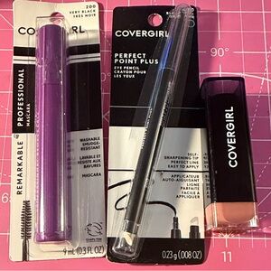 COVERGIRL remarkable Mascara, Black perfect eye pencil & honeyed bloom Lipstick